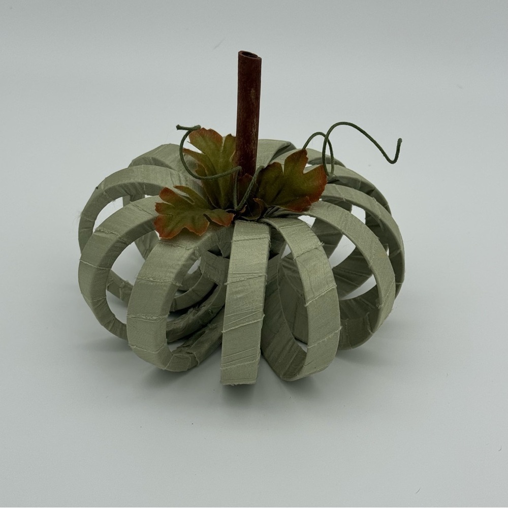 Satin Wrapped Pumpkin Decor Fall Decorations Autumn Halloween Sage Green New - Picture 2 of 8